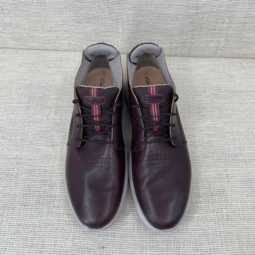 Timberland Seneca Bay Chukka Mens 13 Burgundy Leather Boot A42ES Mid Top Sneaker